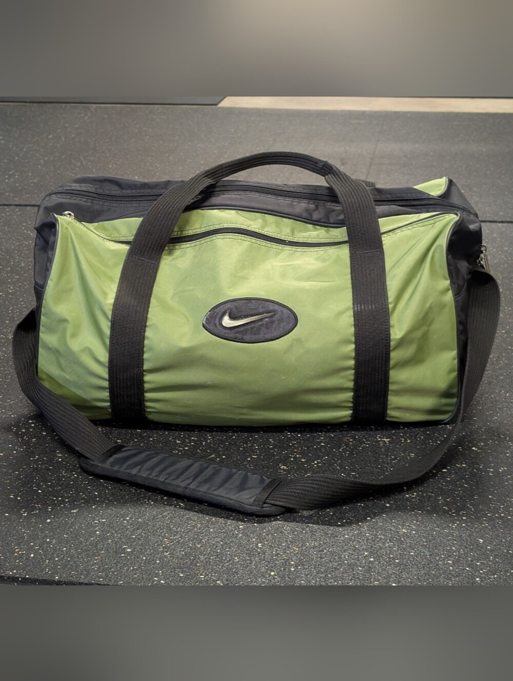 Vintage Nike 90s Military Green Sport Duffle Bag Swoosh Logo